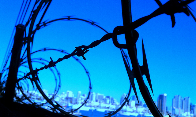 Barbed wire fence image